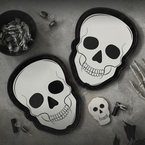 Skull Shaped Paper Halloween Plates.