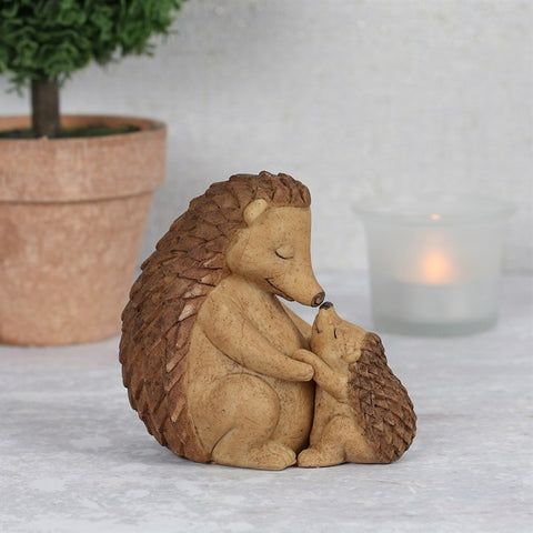 HAPPY HOGLET MOTHER AND BABY HEDGEHOG ORNAMENT.