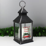 Personalised 'Driving Home For Christmas' Rustic Black Lantern.