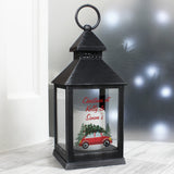 Personalised 'Driving Home For Christmas' Rustic Black Lantern.
