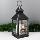 Personalised 'Driving Home For Christmas' Rustic Black Lantern.