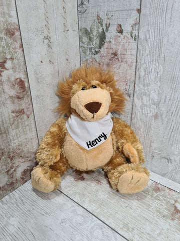 Soft Cuddly Lion With Personalised Bandana.
