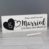 Personalised Rustic Chalk Countdown Wooden Block Sign.