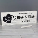 Personalised Rustic Chalk Countdown Wooden Block Sign.