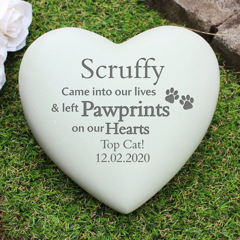Personalised Pet Pawprints Heart Memorial.