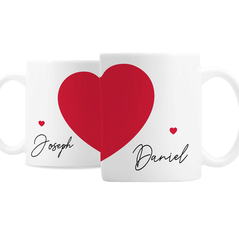 Personalised Two Hearts Mug Set.