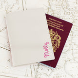Personalised Pink Name Island Cream Passport Holder.