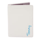 Personalised Blue Name Island Cream Passport Holder.