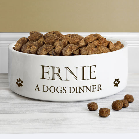 Personalised Paws Medium White Pet Bowl.