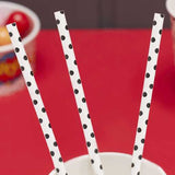 White and Black Polka Dot Comic Superhero Paper Straws