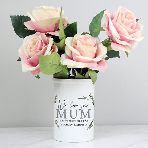 Personalised Botanical Straight Sided Flower Pot.