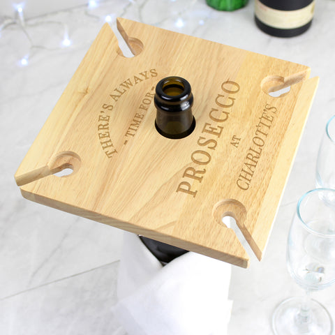 Personalised Prosecco Four Prosecco flute Holder & Bottle Butler.