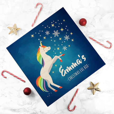 PERSONALISED RAINBOW UNICORN CHRISTMAS EVE BOX.