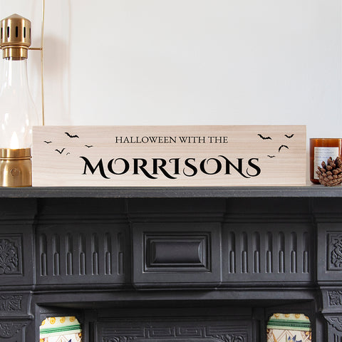 Personalised Halloween With The Family Mantle Sign