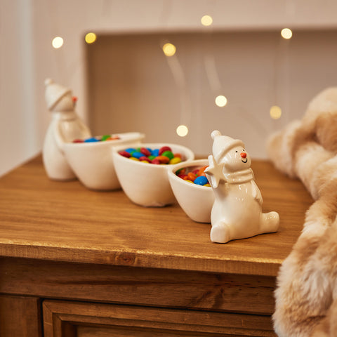 Snowman Triple Snack Bowl