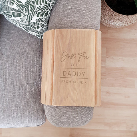 Personalised Classic Wooden Sofa Tray.