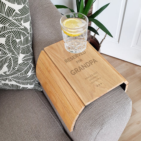 Personalised Reserved For Wooden Sofa Tray.