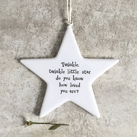 Hanging Porcelain Star - Twinkle Twinkle