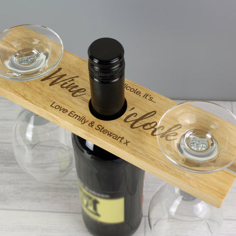 Personalised 'Wine O'clock' Wine Glass & Bottle Butler.
