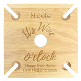 Personalised Wine O'clock Four Wine Glass Holder & Bottle Butler.