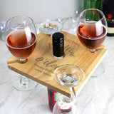 Personalised Wine O'clock Four Wine Glass Holder & Bottle Butler.