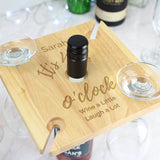 Personalised Wine O'clock Four Wine Glass Holder & Bottle Butler.