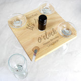 Personalised Wine O'clock Four Wine Glass Holder & Bottle Butler.