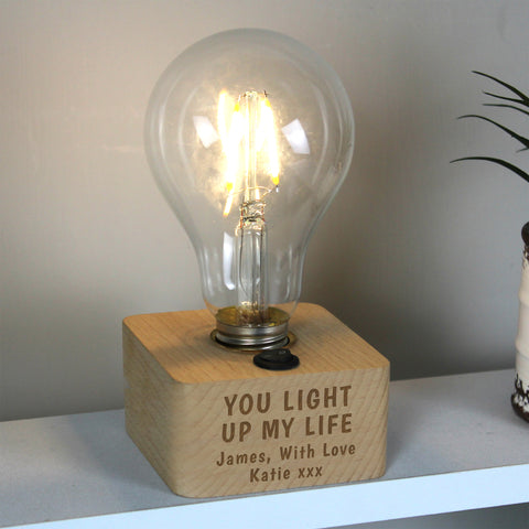 Personalised You Light Up My Life LED Bulb Table Lamp.